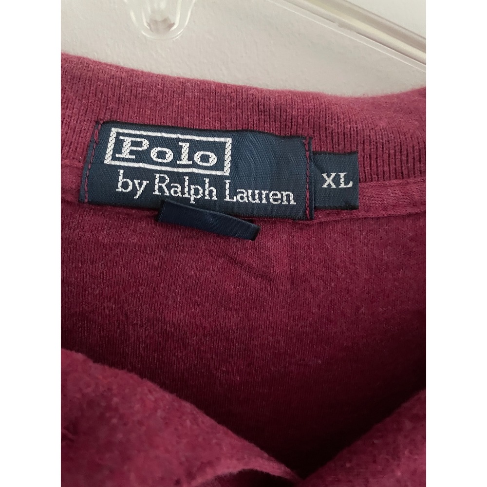 Polo Ralph Lauren Mens XL Burgundy Maroon Short Sleeve Cotton Pique Polo Shirt - Picture 3 of 6